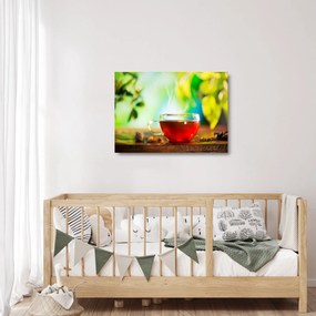 Sklenený obraz - Zátišie s čajom (70x50 cm)