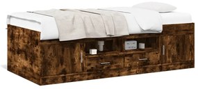 Denná posteľ so zásuvkami dymový dub 100x200cm kompozitné drevo 3280241