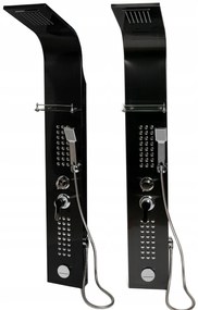 Sprchový rohový panel PIOGGIA 5v1 - s výtokom do vane a policou - čierny matný