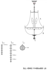 Krištáľ lampa závesné svietidlo Ø40*70