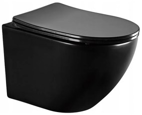 Mexen Lena, závesná WC misa 48x36 cm Rimless s pomaly padajúcim toaletným sedadlom, čierna matná, 3322XX85+30221085