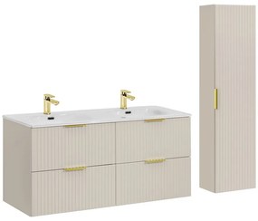 Kúpeľňová zostava Adele Cashmere so skrinkami a zápustnými umývadlami 120 cm kašmírová