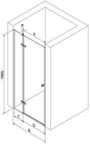 Mexen Roma, sprchové dvere do otvoru 70 x 190 cm, 6mm číre sklo, čierny profil, 854-070-000-70-00