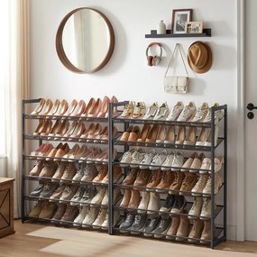 Jurhan Stohovateľný regál na topánky IDA, 12 políc, 92,5x31x223cm, čierna