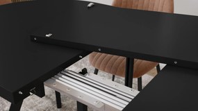 Mazzoni EXPANSO Čierny mat / čierne nohy - OVÁLNY ROZKLADACÍ STÔL 160-360 cm PRE 16-18 OSÔB
