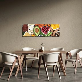 Obraz - Zdravé potraviny (s hodinami) (90x30 cm)