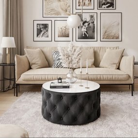 KONFERENČNÝ STOLÍK CARLY 70 cm CHESTERFIELD + BIELE SKLO JASMINE 100