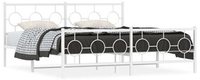 Kovový rám postele s čelom a podnožkou biely 183x213 cm 376298