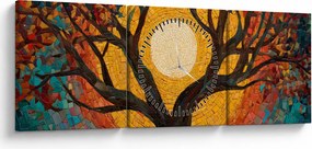 Obraz - Slnko v korune stromu života (s hodinami) (90x30 cm)