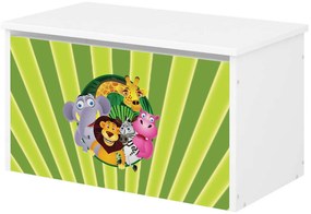 Raj posteli Box na hračky -  Zvieratká Madagascar dub sonoma