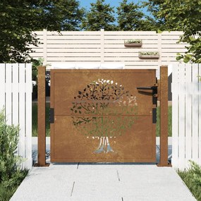 Záhradná brána 105x105 cm kortenová oceľ dizajn stromu 153161