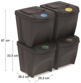 Odpadkový kôš na triedený odpad (4 ks) IKWB25S4 25 l - antracit