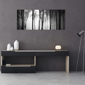 Obraz - Vlk v temnom lese (120x50 cm)