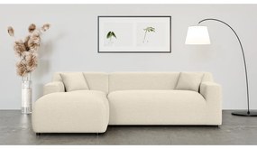 Béžovo-krémová menčestrová rohová pohovka (ľavý roh/s leňoškou) Martin – Ropez