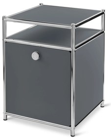 Kovový kontajner na kolieskach »CN3« s výklopnou doskou, sivý