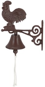 Esschert Design Záhradný zvonček Rooster, 25,6x18,5 cm, liatina, hnedá