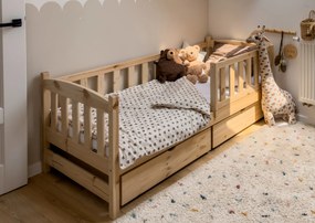 Drevená detská posteľ so zásuvkami Alvins 80x180 - borovica