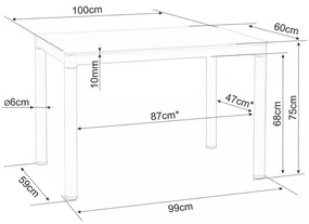 Jídelní stůl Galant 100 cm šedý/stříbrný