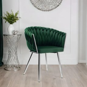 Jedálenská stolička COFTON VELVET tmavozelená