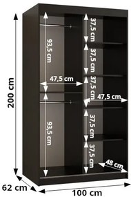 Šatníková skriňa so zrkadlom 100 cm Riana Wa 2 100 (biela). Vlastná spoľahlivá doprava až k Vám domov. 1063481