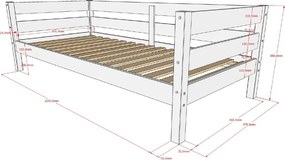 Biela detská posteľ z borovicového dreva s roštom 90x200 cm Margrit – Vipack