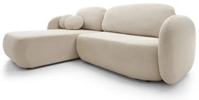 Rohová rozkladacia sedacia súprava s úložným priestorom do tvaru L OLBIA ľavá béžová