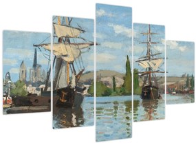 Obraz - Claude Monet, Ships Riding on the Seine at Rouen, reprodukcia (150x105 cm)