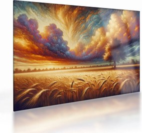 Sklenený obraz – Strom na poli (70x50 cm)