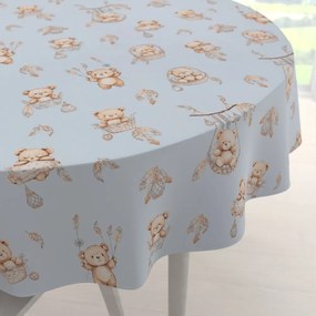 Biante Detský bavlnený okrúhly obrus Sandra SA-615 Medvedíky v košíčkoch na modrom Ø 50 cm