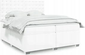 vidaXL Boxspring posteľ s matracom biela 200x200 cm umelá koža