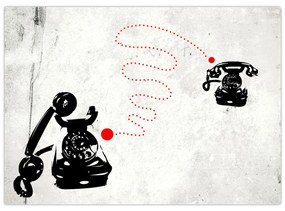 Obraz - Kresba telefónu na štýl Banksyho (70x50 cm)