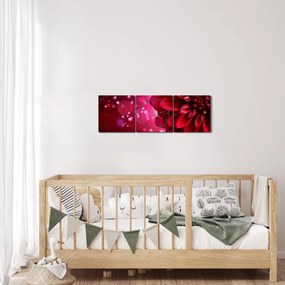 Obraz červené kvety (s hodinami) (90x30 cm)