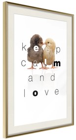 Artgeist Plagát - Keep Calm and Love [Poster] Veľkosť: 30x45, Verzia: Zlatý rám s passe-partout