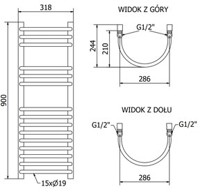 Mexen Eros, vykurovacie teleso 900 x 318 mm, 315 W, biela, W112-0900-318-00-20