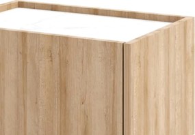 Nočný stolík Boho, dub riviéra/biely mramor