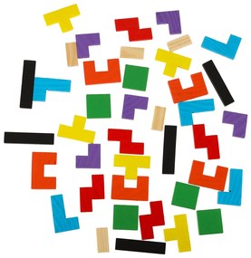 KIK Drevené puzzle tetris bloky 40el.