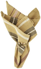 MADAM STOLTZ Bavlnený obrúsok Mustard Stripes – set 4 ks