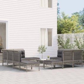 11-dielna záhradná sedacia súprava s podložkami polyratan sivá 3187572