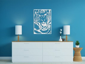 drevko Drevený obraz na stenu Tiger útočí Rozmer obrazu: 44,5 x 31,5 cm, Farba dekorácie: Čierna