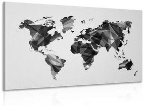 Obraz mapa sveta v dizajne vektorovej grafiky v čiernobielom prevedení