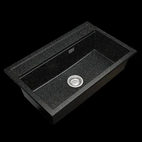 Gamma Advance, 1-komorový granitový drez 805x505x210 mm, čierna so zlatými bodkami, GMA-ZLE000115