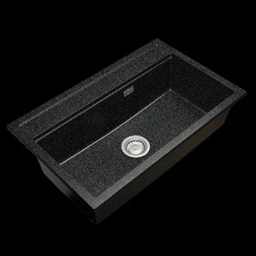 Gamma Advance, 1-komorový granitový drez 805x505x210 mm, čierna so zlatými bodkami, GMA-ZLE000115
