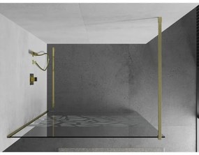 Mexen Kioto, sprchová zástena Walk-In 140 x 200 cm, 8mm číre sklo biely vzor, zlatý matný profil, 800-140-101-55-85