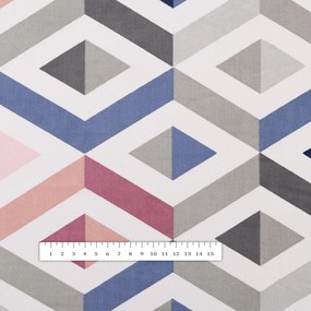 Biante Bavlnený štvorcový obrus Sandra SA-573 Modro-ružovo-sivé kosoštvorce 150x150 cm