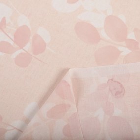Biante Bavlnený záves Sandra SA-682 Eukalyptové listy na pastelovo ružovom 140x200 cm