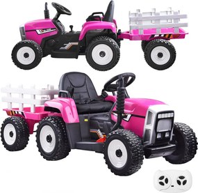 JOKOMISIADA Traktor s prívesom na akumulátor + diaľkové ovládanie  PA0242 ružový
