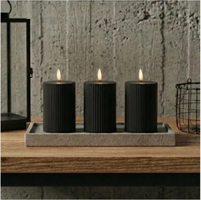 SADA 3x LED sviečky BRILLO LED/2xAA 12,5 cm čierna + diaľkové ovládanie