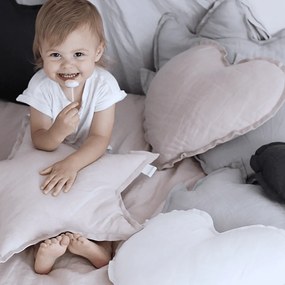 Ľanový vankúš srdca púdrovo ružová 44cm