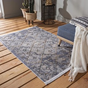 Moderný sivý koberec so strapcami v škandinávskom štýle Šírka: 120 cm | Dĺžka: 180 cm