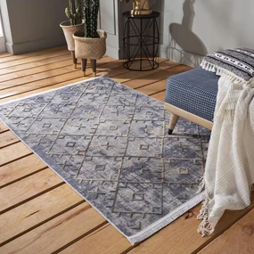 Moderný sivý koberec so strapcami v škandinávskom štýle Šírka: 80 cm | Dĺžka: 150 cm